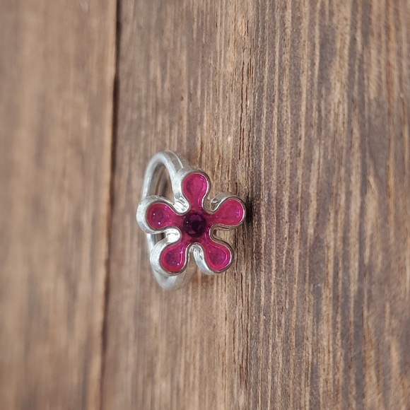 Adjustable size band flower power hot pink daisy ring R534‎